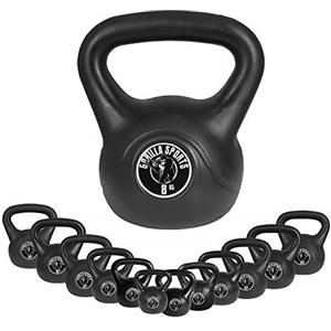 GORILLA SPORTS® Kettlebell - Singolo 2-20kg o Set da 17kg, 24kg, 30kg, 113kg, Rivestimento in Plastica, Nero - Peso Sfera, Manubri, Pesi con Maniglia, Ergonomica, Palestra, Fitness, Allenamento