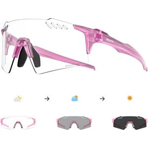 SCVCN Fotocromatici Occhiali Da Ciclismo Sportivi Donne Uomini UV400 TR90 MTB Trasparenti Bicicletta Corsa Bici Pallavolo Guida Pesca Softball Alpinismo Golf Tennis Escursionismo 07 Rosa