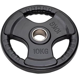 JK Fitness Disco GHISA OLIMPIONICO GOMMATO Tri-Grip Foro Ø50 mm da 10 kg Diamond,Unisex,Nero,Unica
