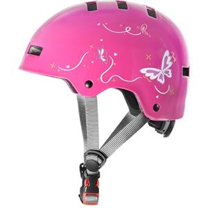 DUZSKJ Casco da bicicletta regolabile per bambina bambino ragazze, bambini bici scooter bambino, Casco per monopattino per skateboard bicicletta monopattino pattini in linea e ciclismo (Rosso Rosa, S)