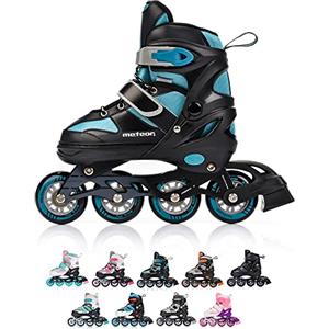 Meteor Pattini in Linea Bambini Gioventù Dimensione Regolabile Rollerblades Cuscinetti ABEC-7 Ruote PU (L, ROX Turquoise)