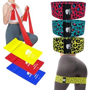 BBGuards Set di 3 Bande Elastiche Fitness e 3 Fasce Elastica per Palestra (180cm) ideali per pilates, Yoga. Set di elastici fitness donna e uomo resistenti e durabili per allenamento glutei e gambe (T+L)