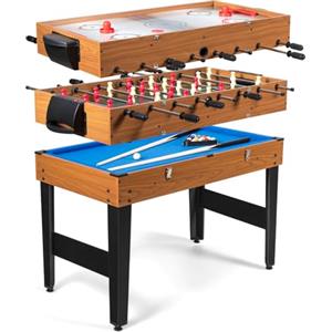 HOMASIS 3 in 1 Tavolo da Gioco Multifunzione in Legno, Tavolo Multigioco con Air Hockey, Biliardo, Calcio Balilla, Sala Giochi per Bambini e Adulti, 126 x 58 x 83 cm