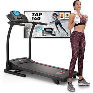 YM TAP140 Tapis Roulant elettrico Pieghevole 14 km/h, Bluetooth APP Kinomap e Zwift, Sensore Cardiaco, Audio e Altoparlanti, Inclinazione, Display Multifunzione 2 HP (3,5 HP PICCO), Supporto Tablet