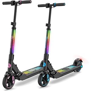 EVERCROSS EV06C Monopattino Elettrico, 6,5'' E Scooter pieghevole per Bambini Bambine dai 6 ai 12 anni, fino a 15 KMH e 8 KM, display a LED, luci LED colorate