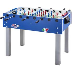 G5 HT SPORT Calcio Balilla Roberto Sport [Made in Italy] Calcetto da Tavolo Calcetto Balilla Con Aste Rientranti Telescopiche | Campo in Vetro Temperato Infrangibile | Palline E Spray Inclusi (BLU)