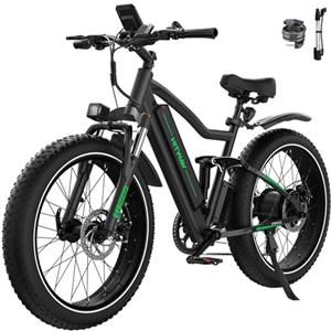 HITWAY Bici Elettrica Bicicletta Elettrica 26", Mountain Bike Elettrica 4.0 Fat Tire, 250W Motor 48V/15Ah batteria al litio,7 marce, fino a 70-150 km
