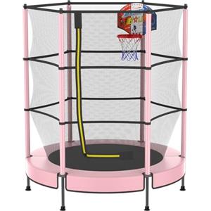 PILIN Trampolino Per Bambini Con Cesto, Trampolino Per Bambini All'Aperto Ø145cm Con Molle, Rete Di Sicurezza Rialzata - Regali Di Compleanno Per Bambini e Bambine, Regali Di Natale