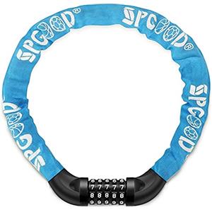 SPGOOD Lucchetto Bici Catena Bicicletta (14 Colori) Antifurto a Combinazione a 5 Cifre, per Bicicletta, Moto, Porta, cancello, Recinzione(Blu)
