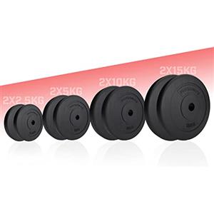 Physionics® Dischi Palestra - Disponibile nel Set di 2 x (2,5/5/10/15 kg), Foro Ø 31mm, Rivestiti in Plastica, per Manubri e Bilancieri - Piastre Pesi, Fitness, Allenamento, Bodybuilding (2 x 5 kg)
