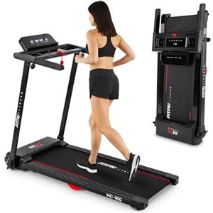 FITFIU Fitness MC-160 - Tapis Roulant 2 in 1 per Camminare e Correre, Pedana Pieghevole, 12 Programmi, Bluetooth e Altoparlanti, Connettività Apps, Tapis Roulant Ultra Compatto per Casa/Ufficio