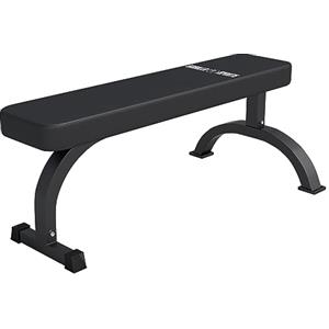 GORILLA SPORTS® Panca Piatta - Max 400 kg, Imbottita, Pelle Finta, Piedini in Gomma, 112 x 57,5 x 43 cm, Nero - Panca Piana per Palestra, Allenamento, Sollevamento Pesi, Fitness, Addominali