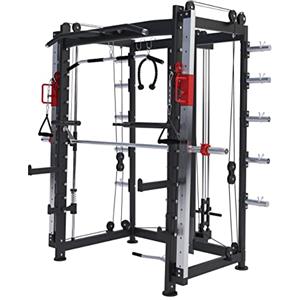 GORILLA SPORTS® Smith Machine - Multifunzione, con Bilanciere Olimpico, Cavi, Lat Machine, Dip Station, Regolabile, Accessori - Multipower Palestra, Squat Rack, Power Cage, Sollevamento Pesi, Fitness