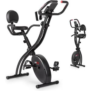FITFIU Fitness BEST-320 - Cyclette Pieghevole con Schienale, Corde Elastiche, 8 Livelli di Resistenza, Schermo LCD Multifunzione, Cardiofrequenzimetro, Supporto per Smartphone/Tablet