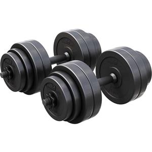 GYRONETICS® Set di Manubri - 30 kg, Coppia, 16 Dischi in Plastica, 25 mm, 4 Chiusure a Stella, Antiscivolo, Impugnatura Zigrinata - Dumbbells, Sollevamento Pesi, Palestra, Allenamento, Fitness, Casa