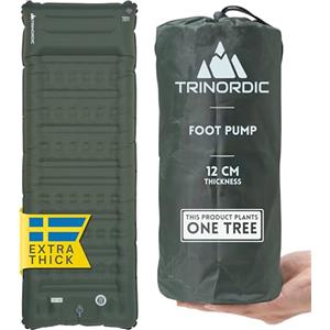 Trinordic Materassino Gonfiabile Spesso Campeggio - 12 cm Extra Spesso e Largo con Pompa a Pedale e Cuscino - Materasso Gonfiabile Singolo Leggero per Avventure, Trekking e Bikepacking