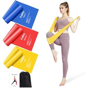 Fokky Elastici Fitness (Set di 3), Fascia elastico fitness da 2.0 M, Set di Elastico Fitness per Yoga, Pilates, Elastici per Allenamento per Esercizi per la Palestra/Casa