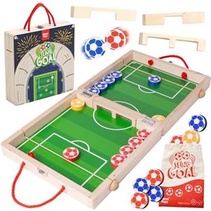 Nene Toys Sling Goal - Gioco da Tavolo Familiare per Bambini dai 4 Anni e Adulti - Stile Calcio Balilla in Legno - Gioco di Calcio da Viaggio, Interni ed Esterni - Regalo Bambino e Bambina 4-12 Anni