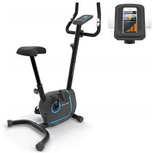 KLAR FIT Myon Cycle - Cyclette, Volano 12 kg, Cyclette da Camera con Trasmissione a Cinghia con SilentBelt, 8 Livelli, Cardiofrequenzimetro, Altezza Sella Regolabile, Supporto Tablet, Nero