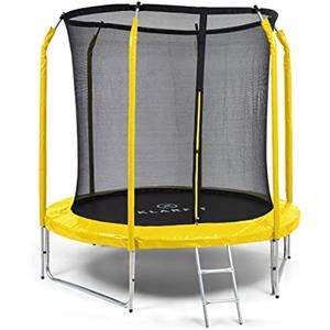 KLAR FIT Klarfit Tappeto Elastico Bambini da Giardino, Trampolino Elastico Per Bambini da Esterno, Tappeto Elastico Con Copertura Pioggia, Protezione UV, Scaletta, Rete Protezione, Saltarello per Bambini 250cm