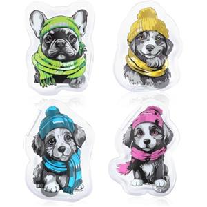 COM-FOUR® 4x scaldamani riutilizzabili - scaldamani con motivo cane - cuscinetto termico per le giornate fredde e in viaggio - cuscino anti-piega (04 - pezzi cani nero/marrone/bianco)