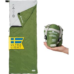 Trinordic Sacco a Pelo Rettangolare - 700G con Cerniera Anti-Inceppamento - Sacco a Pelo Estivo Compatto e Ultraleggero per Adulti - Escursionismo, Campeggio, Backpacking, Bikepacking e Viaggi
