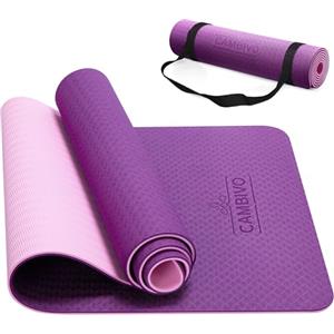 CAMBIVO Tappetino Yoga Antiscivolo 8mm, 183x60cm/183x61cm Tappetino Palestra Spesso in TPE, Yoga Mat Tappeto Pilates Fitness Alta Densità con Tracolla