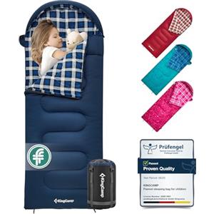 KingCamp Sacco a Pelo Bambini - in Flanella Cotone 170(140+30) x70cm Gemellabile Compatto Caldo Sacco a Pelo 4 Stagioni, Sacchi a Pelo bambini 8 anni 10 anni 12 anni 140cm 120cm