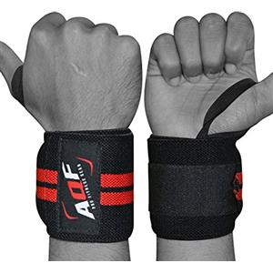 AQF Bende a Supporto Polsi Sollevamenti Powerlifting Palestra Allenamento Polsino per Pugno - Vendute al Paio e Taglia Unica Adatta a Tutti (Nero & Rosso)