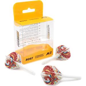 CUESOUL ROST Asta per Freccette Integrata e Alette di Forma Standard, con Design a Quattro Simboli mitologici, Set di 3 Pezzi