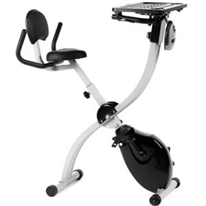 YM Cyclette Bike Pieghevole Da Casa, Design Salvaspazio, Sella Regolabile in Altezza, Richiudibile, Manubrio & Poggiaschiena & Braccioli Reclinabili, Con Tavolino Porta Computer, Ruote Per Trasporto