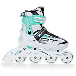 RAVEN Pattini in linea dimensione regolabile uomo donna bambino profession RAVEN Bianco/Menta, 35-39 (23cm-25,5cm)