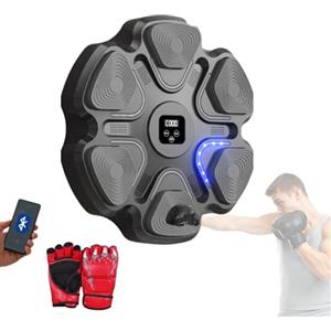 MAGIC SELECT Macchina da Boxe Musicale, Attrezzatura da Allenamento per Boxe a Parete in PU con Guantoni da Boxe, Pad da Boxe a LED, Bluetooth, Luci al Ritmo della Musica. (2 Mode - 37x37x6 cm)