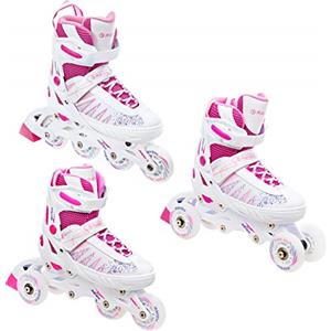 RAVEN 3in1 Inline Skates Pattini in linea Triskates Pattini a rotelle per bambini ragazze regolabili (Grace, 35-39 (23m-25,5cm))