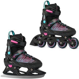 RAVEN 2in1 Pattini da ghiaccio Pattini in linea Inline Skates per bambini, adulti, ragazze e donne regolabili (Allure, 35-39 (23cm-25,5cm))