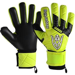 Keeperking SP 2.0, Junior, Adolescenti, Adulti, Guanti da portiere per bambini con salva dita, Guanti da portiere in lattice da uomo con presa forte e protezione per le dita rimovibile (3, Giallo/Nero