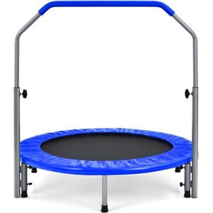 COSTWAY Trampolino per Bambini e Adulti, Tappeto Elastico Pieghevole e Regolabile in 4 Altezze con Maniglia, Capacità di Carico 150 kg (Blu)