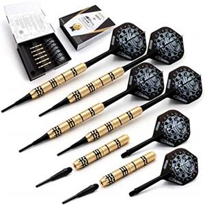 CUESOUL Jazz-Metal Set di dardi in Ottone Lucido a Punta Morbida 19g con voli integrati AK5