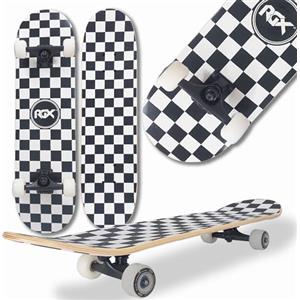 WeLLIFE Skateboard Completo per Principianti, Skateboard Bambini, Giovani e Adulti, Skate Serie RGX in Legno 80x20 cm in 9 Strati d'Acero Concavo Double Kick, Cuscinetti Abec-7, Disegno su Grip Tape