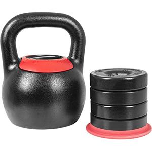 GORILLA SPORTS® Kettlebell - Regolabile, Peso a Scelta 16 o 24 kg, con 4 Pesi Intercambiabili, Ghisa - Sfera Regolabile, Manubrio a Sfera, Pesi con Maniglia, Fitness, Palestra (16 kg)