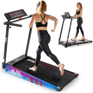 FITFIU Fitness MC-140 - Tapis Roulant Pieghevole con Supporto per PC/Tablet, Velocità Regolabile fino a 12 km/h, Connettività Apps, Inclinazione Manuale, Bluetooth