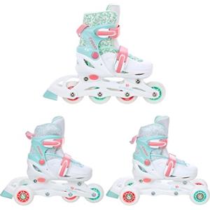 CROXER 3in1 Inline Skates Pattini in linea Triskates Pattini a rotelle per bambini, ragazze e ragazii regolabili (Inez, 26-29 (16,5cm-18cm))