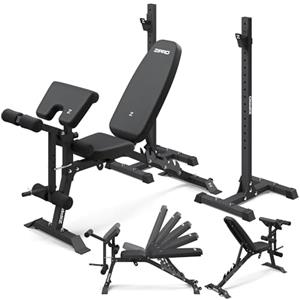 ZIPRO Set Panche Olimpiche Zipro Superset: Panca Pesi con Leg Curl, Panchetta per Curl, Supporto per Pesi, 270kg di Capacità, Stazione di Allenamento Regolabile - Multifunzione per Allenamenti