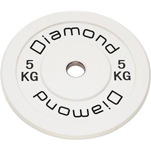Diamond [Disco Bumper Sfida Pro Foro 50 Mm Per Bilanciere Olimpico] Piastra In Gomma Bumper Plate - Dischi Sollevamento Pesi Crosstraining Home Gym (5 kg (Bianco))