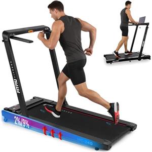 FITFIU Fitness MC-240 - Tapis roulant pieghevole con supporto per PC, velocità regolabile fino a 16 km/h, connettività App, inclinazione manuale, potenza massima 1875 W, peso massimo 120 kg