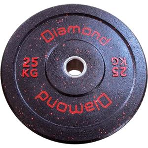 Diamond [Disco Bumper Training Crumb Rubber 50 Mm Riciclato] Bumper Plate Piastra In Gomma Riciclata - 5/10/15/20/25 Kg Dischi Per Bilanciere Olimpico Home Gym Palestra (25 kg)