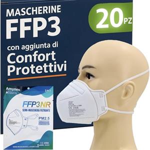 medicinadellavoro.com 20 Mascherine FFP3 Certificate CE, Mascherina 5 Strati Senza Valvola, Maschera Facciale Protezione da Polvere e Antiparticolato, Face Mask Protettiva con Alta Efficienza di Filtraggio BFE≥99, 20 Pezzi