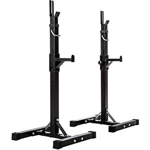 tectake® Supporto per Bilanciere Regolabile fino a 150 kg, Porta Bilanciere Palestra con Altezza Regolabile, Rack Squat per Pesi Palestra a Casa, Home Gym Sicura e Pratica, Nero