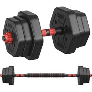 SONGMICS Set di Manubri con Barra di Collegamento, Manubri Corti, Bilanciere da 10 kg, Peso Esagonale per Allenamento, Fitness, Sollevamento Pesi a Casa, Palestra, Nero Inchiostro SYL100B01