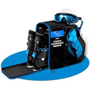 STYNGARD Borsa per scarponi da sci con scomparto per casco e scomparto per stivali [40 L] - Borsa da sci con funzione di tracolla e spazio per accessori - modello ZERMATT (Nero-blu)